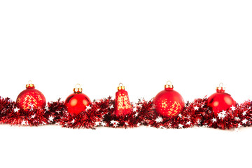 Christmas background with red balls and garland - 130803722