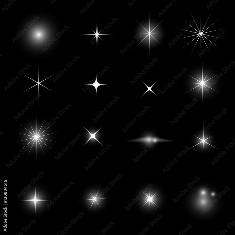 Wall mural collection of star light glitter and shine effect design element