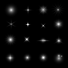 Collection of star light glitter and shine effect design element