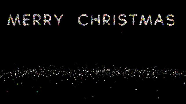 Merry Christmas text, holiday element against black