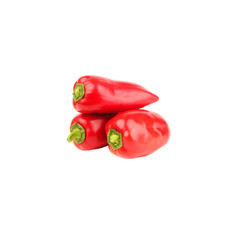 Vegetables: Three red sweet Bell Peppers, isolated