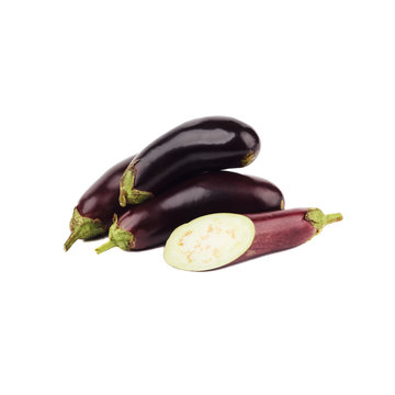 Vegetables: Violet eggplants, isolated