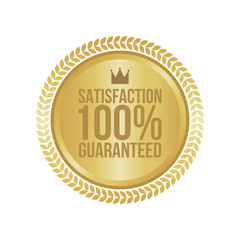 Vector Satisfaction Guaranteed Gold Sign, Round Label