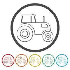 Tractor icons set 