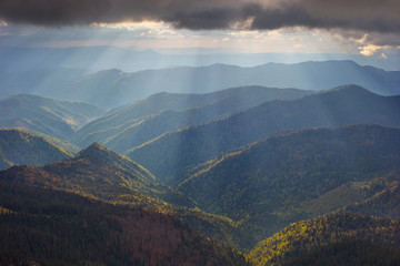 dramatic light in the Carpathian Mountains, early spring