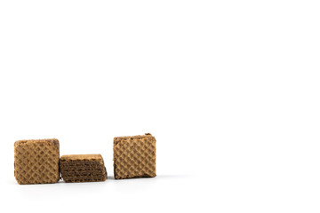 Flavored chocolate wafers On a white background
