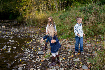 Siblings Together Outdoors