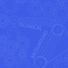Abstract technology background. Vector blueprint. Technical illustration on graph paper.