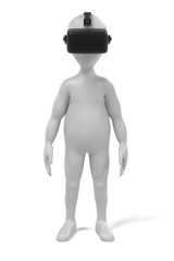 3d render of character with VR headset