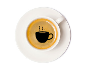 coffee cup top view  isolated on white background. with clipping
