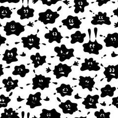 seamless pattern with black emotional blots