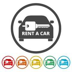 Rent a Car Transportation design icons set