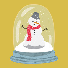 Decorative illustration of handdrawn snow globe