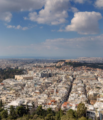 Fototapeta na wymiar View of Athens and Acropolis from Lycabettus hill, Greece