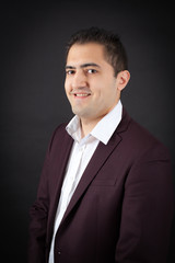 Handsome man doing different expressions in different sets of clothes: love