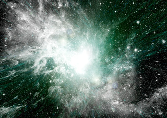 Stars, dust and gas nebula in a far galaxy