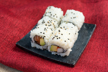 Japanese food Sushi Roll Maki of Salmon and avocado