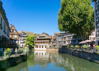 Naklejka premium STRASBOURG, FRANCE - August 23, 2016 : Street view of Traditiona