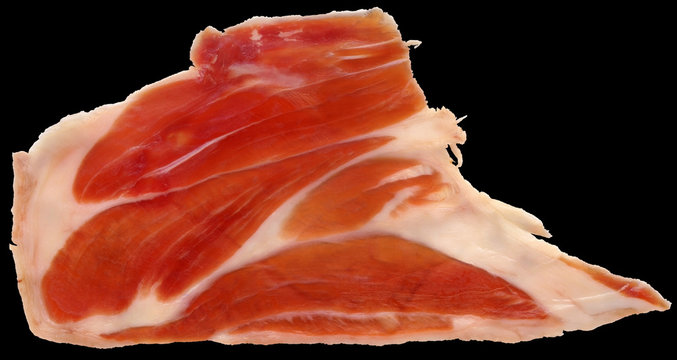 Prosciutto Dry Cured Pork Ham Rasher Isolated On Black Background