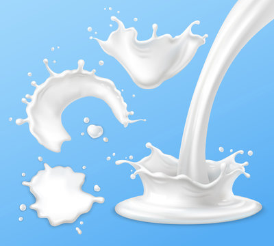 Milk splashes, drops and blots