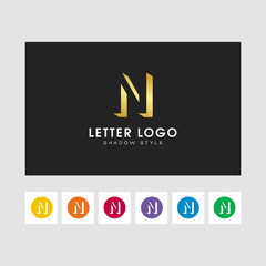  shadow  letter logo. gold color and some other colors