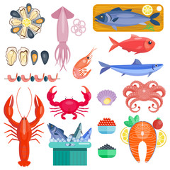 Sea food vector illustration.