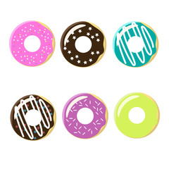 Fototapeta premium Набор пончиков. Иллюстрация
