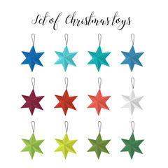 Set of Christmas toys in a Scandinavian style. Different colors.