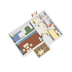 3D floor plan. Vector illustration. Apartment interior. Architectural 3D design.
