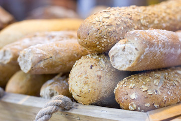 Closeup image of integral bread loaves.