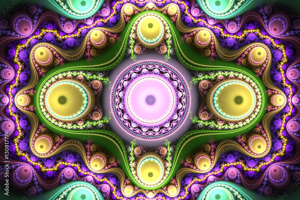 Poster abstract bright multicolored fractal computer generated image