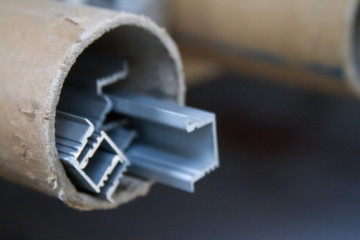 Furniture accessories. Metal profiles of different sizes and shapes.