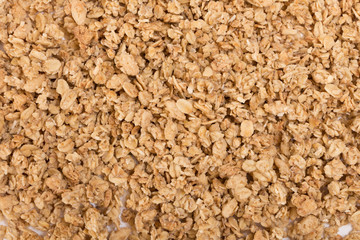 Granola pile closeup background.