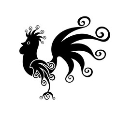 Cock black Vintage fabulous silhouette pattern bird