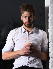 handsome bearded macho sexy man