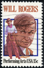 stamp printed by USA shows image portrait of William Penn Adair "Will" Rogers, circa 1979