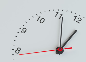 Close-up clock face. Isolated
