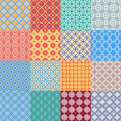 Set of geometric abstract seamless patterns. Vector textures.