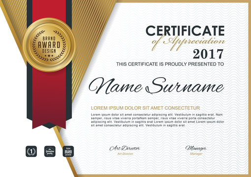 certificate template with Luxury golden elegant pattern, Diploma design graduation, award, success.Vector illustration.