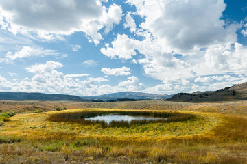Fototapeta na wymiar Lake at the Slough Creek in Yellowstone NP