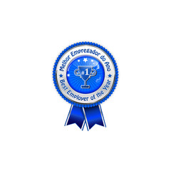 Melhor empregador do Ano - Emblema Da Fita da concessão com copo dos campeões. Distinção para fins comerciais. Presentes do reconhecimento & presentes da apreciação