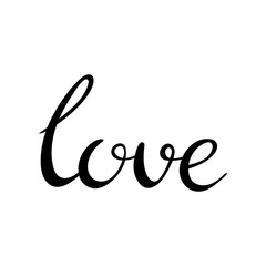 Vector freehand letters "love" text doodles, valentine's day