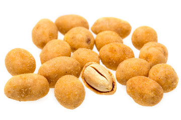 Crispy peanut isolated on white background.