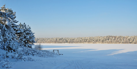 Zima nad jeziorem Mikaszewo