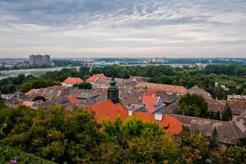 Вид сверху на старые крыши / Top view on the old tile roofs - obrazy, fototapety, plakaty