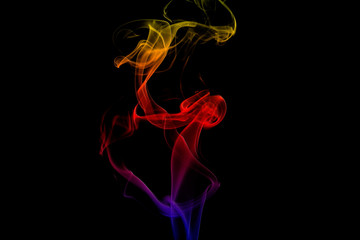 colored lines, waves, smoke, black background, abstraction

