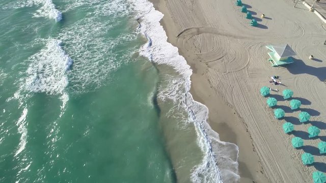 Aerial flyover of Hollywood Beach FL