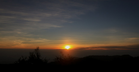 Landscape blue sky on mountain in sunrise, Doimonjong Thailand
