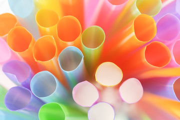 Plastic drinking straw / Abstract colorful background of plastic drinking straw. Soft focus.