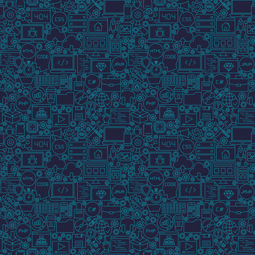 Blue Line Coding Seamless Pattern